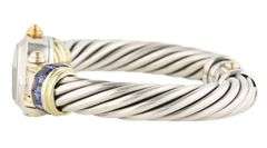 David Yurman Mother of Pearl and Iolite Cable Bangle Watch