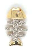 Nicely Designed 14K YG Fish Pendant with Diamonds