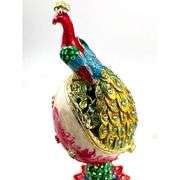 Pure Gold Peacock Fabergé Egg Jewelry Box with Bracelet