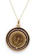 1919 Sovereign coin pendant on chain