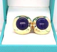 18kt Yellow gold lapis earrings