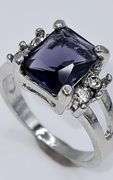 Dazzling 4.25 Ct Deep Purple Lab Simulated Sapphire Diamond Ring
