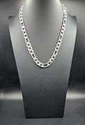 Sparkling 83.6 Gram Tri-Layered .925 Silver Plated Italian Figaro Link Necklace