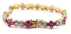 925 Sterling silver white and pink crystal link bracelet