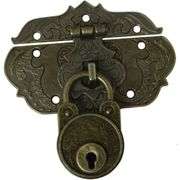 Antique-Style Bronze Hasp Clasp Lock with Key