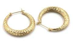 14kt Yellow gold diamond cut hoop earrings