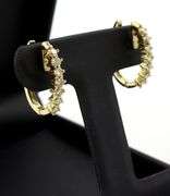 14kt Yellow gold 0.70ctw 4 prong diamond J hoop earrings