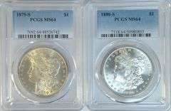 Gorgeous PCGS MS64 graded 1879-S & 1880-S Morgan Silver Dollars