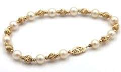 Stylish Pearl and 14k Yellow Gold Bracelet
