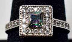 Mystic Topaz and CZ Gemstone Ring in Sterling Silver