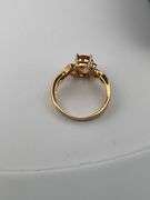 LADIES 18K YELLOW GOLD TOPAZ AND DIAMOND RING