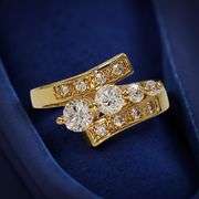 Sparkling 14 K Yellow Gold Plate 2.65 Ctw Lab Simulated Diamond Ring