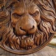 Hand-Carved Lion Head Wall Art