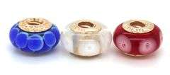 Pandora set of 3 Murano charms in 14kt yellow gold