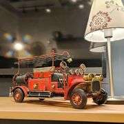 Large Handcrafted Metal Fire Engine Model