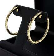 14kt  Yellow gold 1.38ctw diamond in out hoop earrings