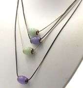Group lot of 4 Vintage 925 sterling silver Jade pendants on chains