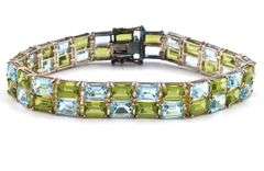 925 Sterling silver signed 2 row emerald cut cubic zirconia bracelet