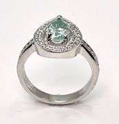 14 Kt White Gold Plated 2.15 Ct Lab Simulated Paraiba Diamond Ring