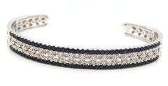 925 Sterling silver sapphire and diamond cuff bangle
