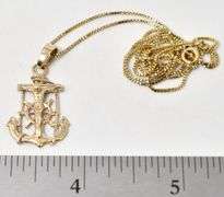 Honorable Mariner's Cross Pendant Necklace in 10K Yellow Gold