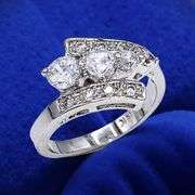 Dazzling 14 Kt White Gold Plated Lab Simulated Diamond Ring