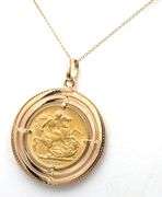1919 Sovereign coin pendant on chain