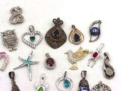 Group lot of vintage 925 sterling silver pendants
