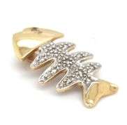 Nicely Designed 14K YG Fish Pendant with Diamonds