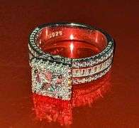 Incredible 14 Kt White Gold Plate 2.25 Ct Princess Cut Simulated Diamond Ring