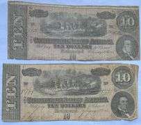 2 Circulated $10 Feb 14 1864 Series CSA Notes