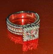 Stunning Incredible 14 Kt White Gold Plate 2.25 Ct Princess Cut Simulated Diamond Ring
