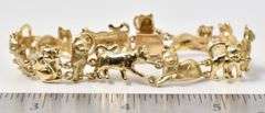 Purfect 14K Yellow Gold Cat Motif Bracelet