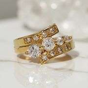 Sparkling 14 K Yellow Gold Plate 2.65 Ctw Lab Simulated Diamond Ring