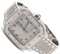 Cartier Santos automatic 40mm with aftermarket Iced out watch