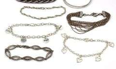 Group lot of 7 vintage 925 sterling silver bracelets
