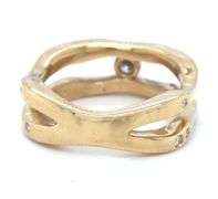 14kt Yellow gold 0.25ctw channel and Burnished set band