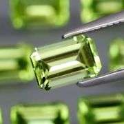 Brilliant 6.35ct 10pc set of matched emerald cut Peridot