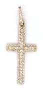 Attractive 10K YG Diamond Laden Cross Pendant