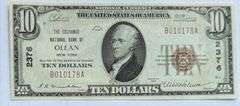 Unc $10 Exchange Bank Olean NY 1929 Series National