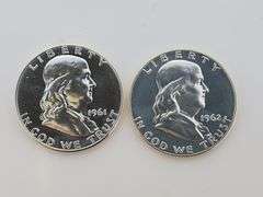 1961 & 1962 Proof Franklin Half Dollars, UNC