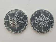 1989 & 2001 Imperfect Canadian Roll Of "25" 1 OZ. Silver $5 Canadian Maple Leaf's