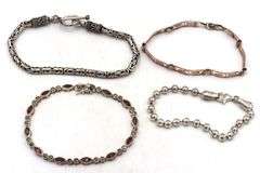 Group lot of 4 vintage 925 sterling silver bracelets