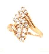 Sweet Little 14k YG Diamond Waterfall Cluster