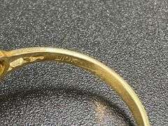10k Yellow Gold White CZ Heart Promise Ring Love Band Size 7