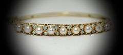Stunning 14K Estate Pearl and Opal Bangle