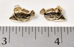 Stunning 14K Yellow Gold Fish Stud Earrings