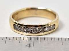 Handsome 14K Yellow Gold Diamond Band Ring