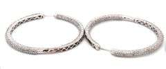 14kt White gold 2.80ctw pave diamond in out hoop earrings