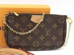 Louis Vuitton Pouchette Accessories Shoulder Bag W/Long Leather Strap & Box